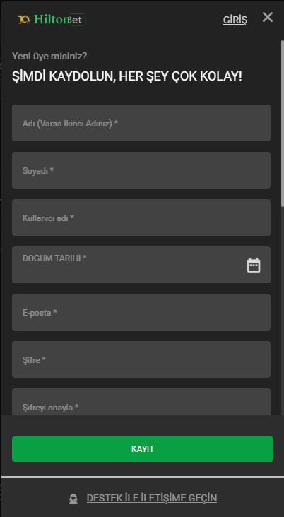 hiltonbet kayıt